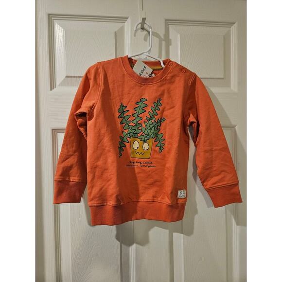 Indikidual Orange Zig Zag Cactus Long Sleeve Sweatshirt Size 2/3y‎ NWT - Picture 2 of 9